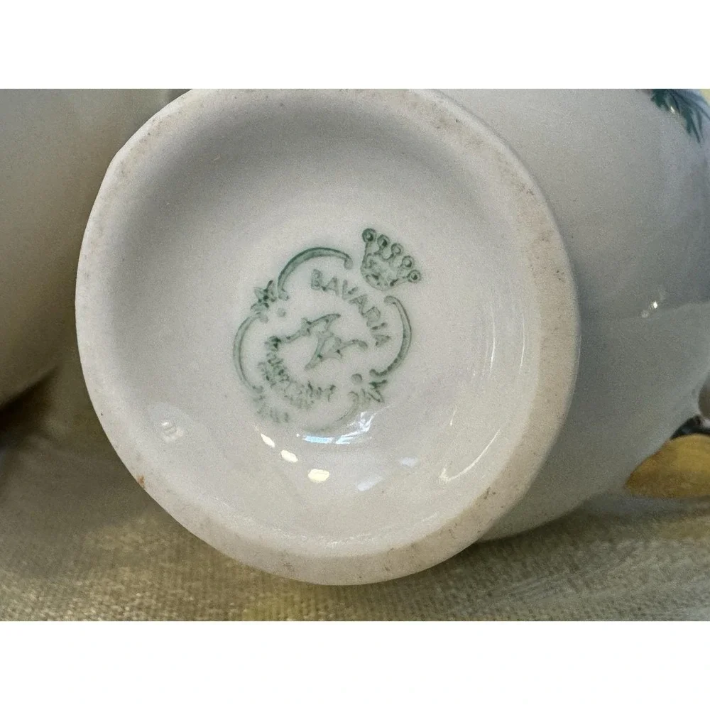 Antique Bavaria Germany Porcelain Coffee Chocolate Scenic Gold Trim 3 Pc 1920s